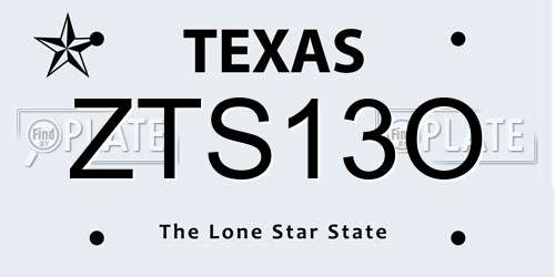 ZTS13O Texas License Plate