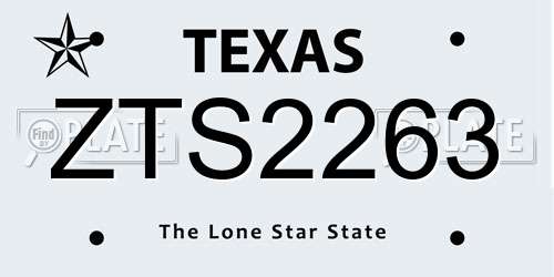 ZTS2263 Texas License Plate
