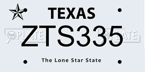 ZTS335 Texas License Plate