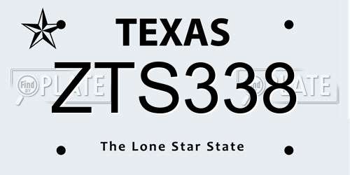 ZTS338 Texas License Plate