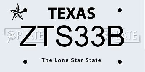ZTS33B Texas License Plate