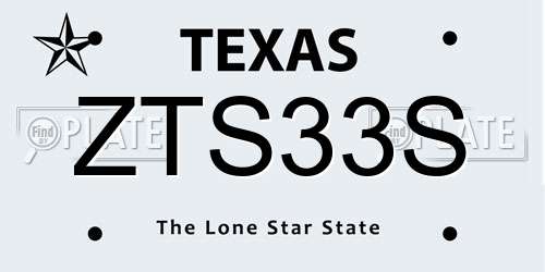 ZTS33S Texas License Plate