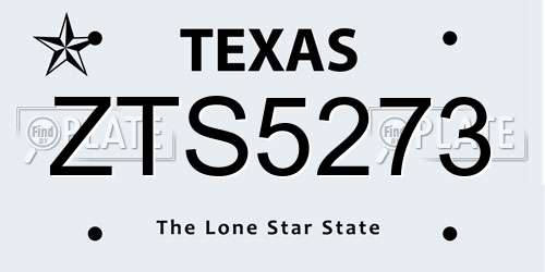 ZTS5273 Texas License Plate