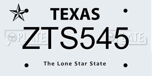 ZTS545 Texas License Plate