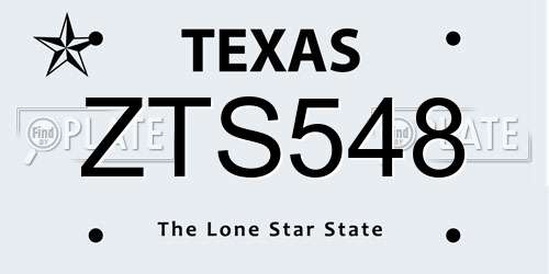 ZTS548 Texas License Plate