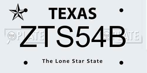 ZTS54B Texas License Plate