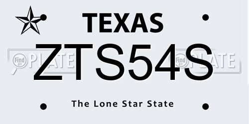 ZTS54S Texas License Plate