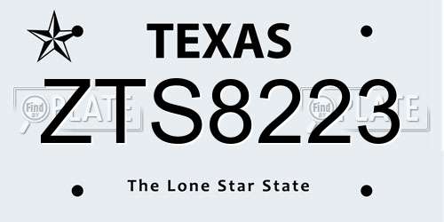 ZTS8223 Texas License Plate