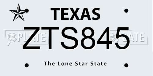 ZTS845 Texas License Plate