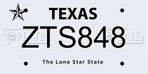 ZTS848 Texas License Plate