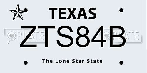 ZTS84B Texas License Plate
