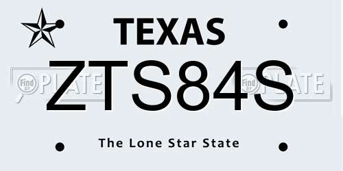 ZTS84S Texas License Plate