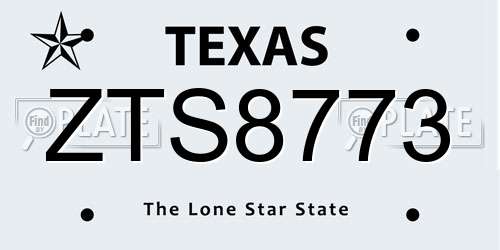 ZTS8773 Texas License Plate
