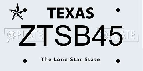 ZTSB45 Texas License Plate
