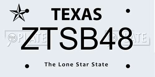 ZTSB48 Texas License Plate