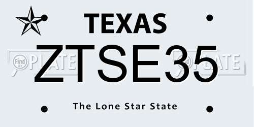 ZTSE35 Texas License Plate