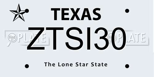 ZTSI30 Texas License Plate