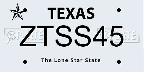 ZTSS45 Texas License Plate