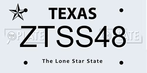 ZTSS48 Texas License Plate