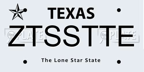 ZTSSTTE Texas License Plate