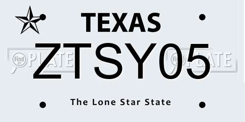 ZTSY05 Texas License Plate
