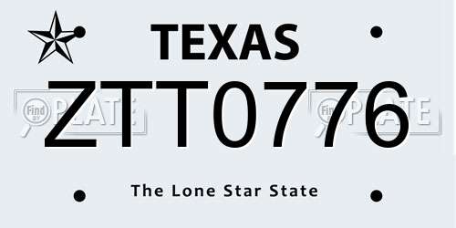 ZTT0776 Texas License Plate
