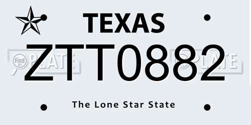 ZTT0882 Texas License Plate