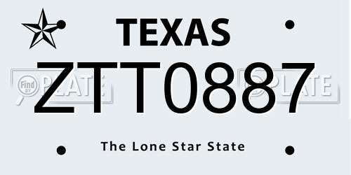 ZTT0887 Texas License Plate
