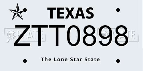 ZTT0898 Texas License Plate