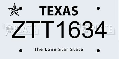 ZTT1634 Texas License Plate