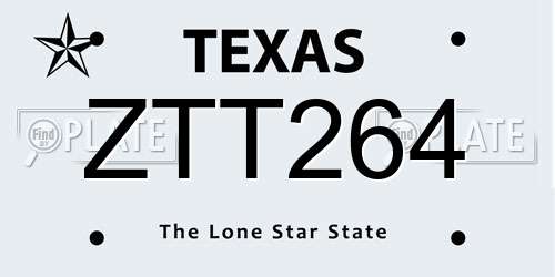 ZTT264 Texas License Plate