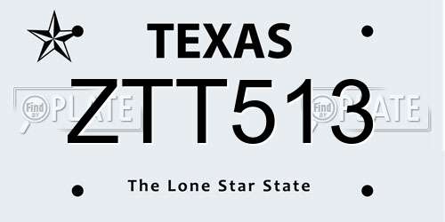 ZTT513 Texas License Plate