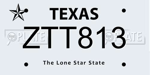 ZTT813 Texas License Plate