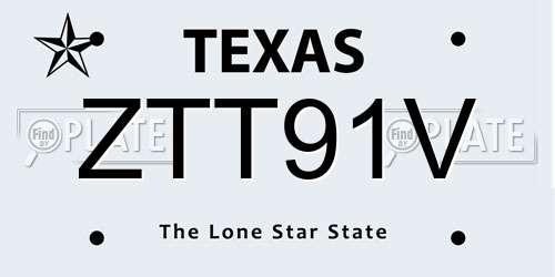 ZTT91V Texas License Plate