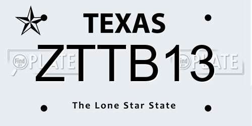ZTTB13 Texas License Plate