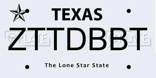 ZTTDBBT Texas License Plate