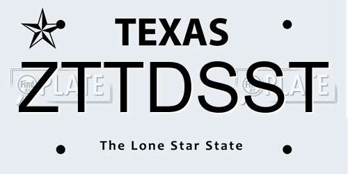 ZTTDSST Texas License Plate