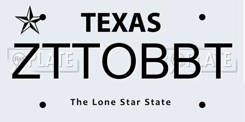 ZTTOBBT Texas License Plate