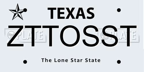 ZTTOSST Texas License Plate
