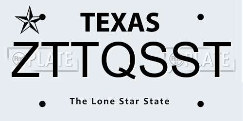 ZTTQSST Texas License Plate