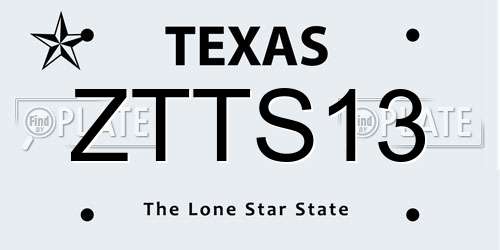 ZTTS13 Texas License Plate