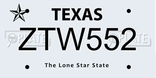 ZTW552 Texas License Plate