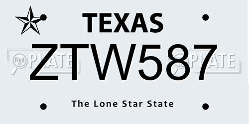 ZTW587 Texas License Plate