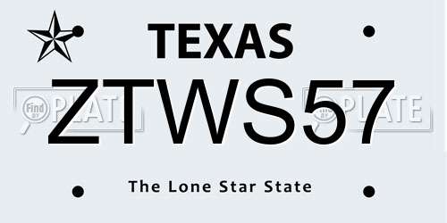 ZTWS57 Texas License Plate