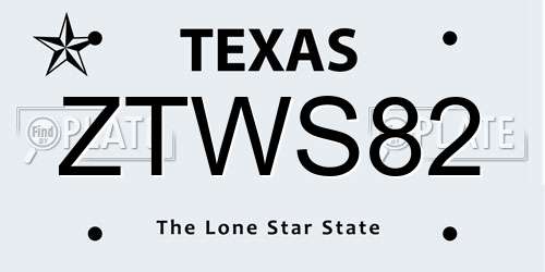 ZTWS82 Texas License Plate