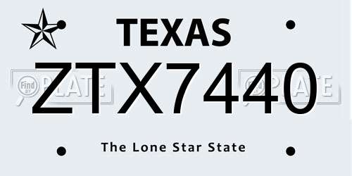 ZTX7440 Texas License Plate