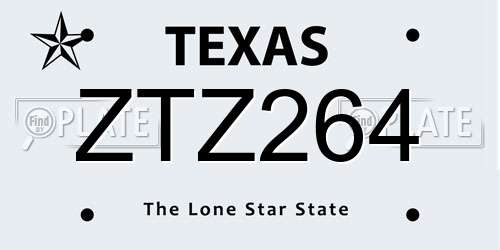 ZTZ264 Texas License Plate