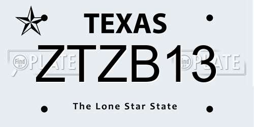 ZTZB13 Texas License Plate