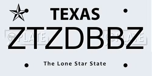 ZTZDBBZ Texas License Plate
