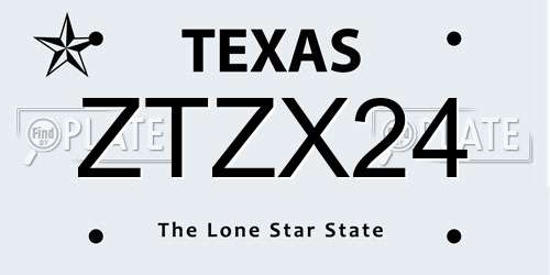 ZTZX24 Texas License Plate